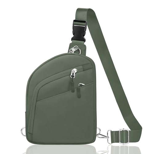 TOPEAST Anti Theft Crossbody Bags for Women Men, Small Sling Crossbody Bag Travel Purse Shoulder Wallet with RFID Blocking - color: 4-dark Green