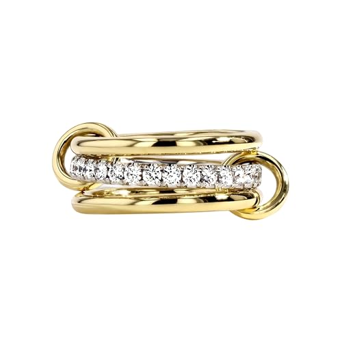 YOIHUR 14K Gold Plated Stackable Rings for Women Non Tarnish, 3 Ring Set with CZ Cubic Zirconia，Interlocked Stackable Rings，Gold and Silver Connected Bands Stacking Jewelry