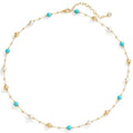 Created Turquoise Necklace for Women 14K Gold Plated Beaded Heart Choker Boho Necklaces Handmade Beach Summer Everyday Western Jewelry Gifts - color: Gold Chain, style: Pearl Beaded