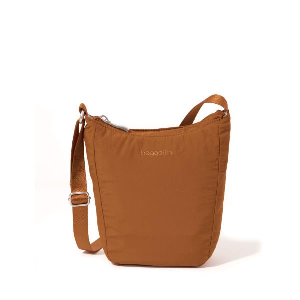 Baggallini Swift Mini Crossbody Bag for Women - 4.5x7 Small Travel Purse with Crossbody Strap and RFID - color: B-lite Caramel