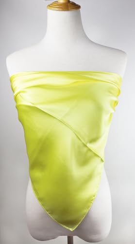 vabovin Satin Head Scarf for Women Solid Color, 35×35 in | Silk Feel Neckerchief, Hair Scarf, Fashion Bandana, Headscarf, Headband, Hair Wrap Sleeping, Daily Fashion Styling - color: 233 Sulfur Yellow