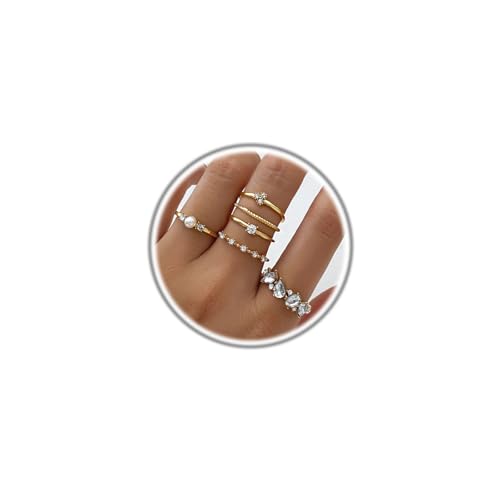 Knuckle Rings Set for Women,Simple Dainty Stackable Finger Ring Pack Minimalist Cute Butterfly Moon Heart Rings Boho Statement Jewelry Size Mixed - style: Style-E