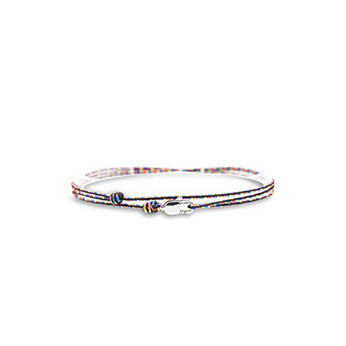 Made by Nami Nautical Rope Bracelet for Men Waterproof & Adjustable Wrap String Bracelets with Snap Hook Gift for Him - color: Dark Retro Silver