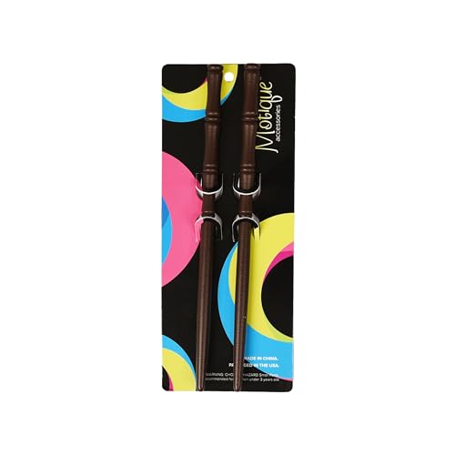 Carved Wooden Hair Sticks Set, Traditional Hair Chopsticks, 7 inches, 2 Pack, Vintage Style (Brown) - color: Brown