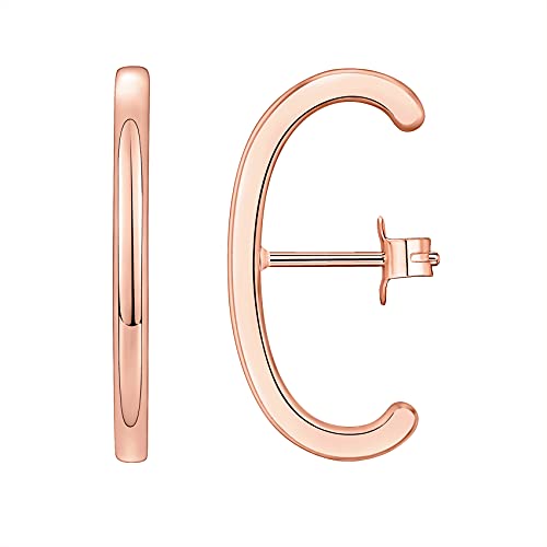 PAVOI 14K Gold Plated 925 Sterling Silver Post Minimalist Suspender Ear Cuff Earrings for Women | Wrap Earlobe Studs - style: Plain