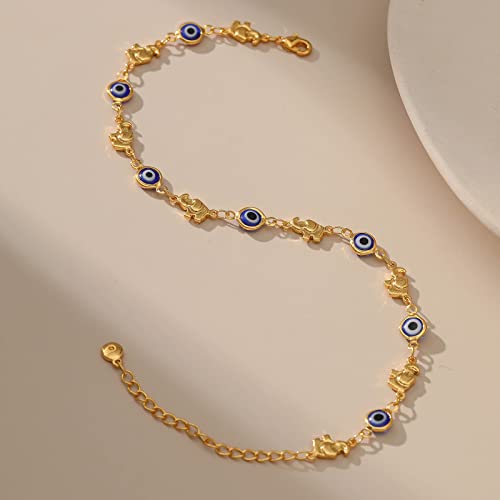 Yumikoo 18k Gold Plated Anklet Ankle Bracelets for Women - style: Evil Eye Lucky Elephant