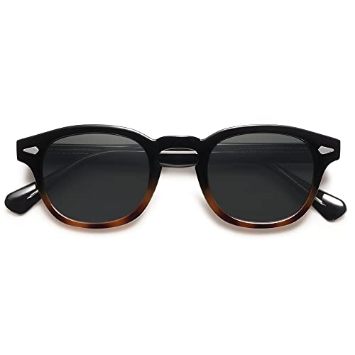 SOJOS Retro Small Round Sunglasses for Men Women Trendy Circle Style UV400 Lenses Unisex Sun Glasses SJ2251 - color: Black&tortoise/Grey