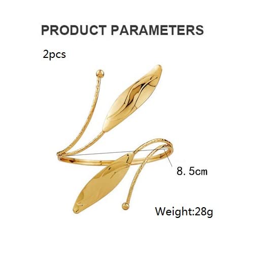Pingyongchang 2 Pcs Cuff Bangle Bracelet for Women Open Wide Wire Bracelets Set Gold Wrist Cuff Wrap Bracelet Adjustable Classic Bohemia Birthday Gift - color: G