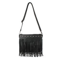 Hoce Women’s Leather Fringe Messenger Bag Large Hobo Crossbody Tassel Shoulder Bags, Gift for Mom Wife Girlfriend - color: 6926 Black