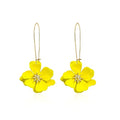 Bohemian Daisy Flower Matte Floral Long Petal Drop Dangle Earrings Layered Tiered for Women Chic Boho Wedding Jewelry - color: Yellow
