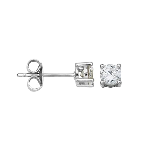 Amazon Essentials Plated Sterling Silver Cubic Zirconia Stud Earrings (Round & Princess) - color: White/Platinum, size: 4 mm, style: Round Cut