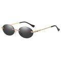 Retro Oval Sunglasses Rimless Small Round Glasses Frameless UV400 Men Women Fashion Shades - color: Black