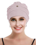 osvyo Cotton Chemo Turbans for Women Cancer Hairloss hat - Cotton Lightweight Headwear Sealed Packaging - color: Cotton Crepe Pink
