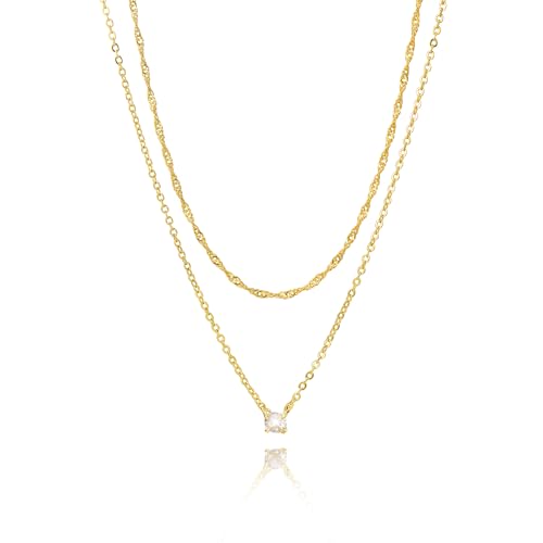 Gold Necklace Stack for Women, Layered Gold Necklaces Set,18K Gold Plated Simple Dainty Gold Chain Choker Necklaces Trendy Jewelry Gifts for Women - color: S01