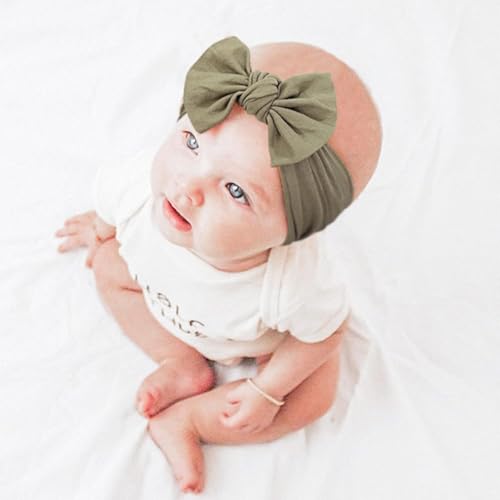 Jesries 22 PCS Baby Headbands Soft Nylon Hairbands with Bows Girls Hair Accessories for Newborn Infant Toddler Kids Handmade - color: Brown