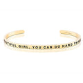 MantraBand - Mantra Band Bracelet - Gold color - Inspirational Engraved Adjustable Cuff - Gifts for Women, Sisters, Friends, Family - style: BEAUTIFUL GIRL, YOU CAN DO HARD THINGS