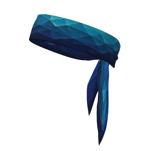 Sports Tie Headband Bandana Running Athletic Sweat Band Elastic Adjustable Sport Head Tie for Men Women Head Ties Ninja Tie Headbands Tennis Sweatbands Soccer Basketball Teams Running Head Band - color: Dark blue gradient