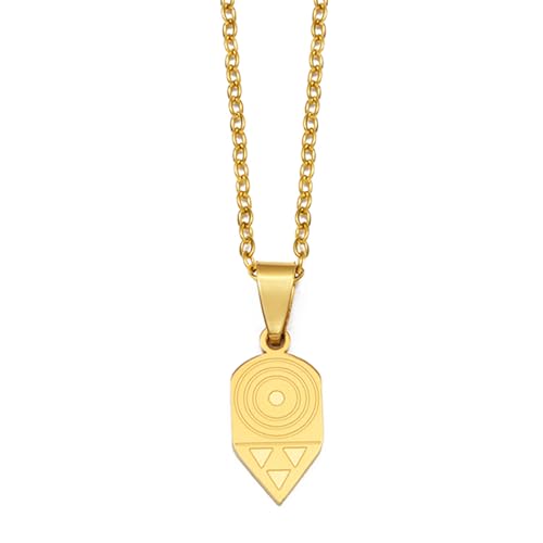 Pintadera Canaria Spain Traditional Ethnic Symbols Pendant Necklaces For Woman Jewelry - color: Gold Color 1