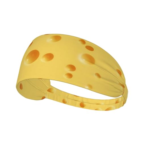 Black and Gold Swirl Liquid Ink Marble Workout Headbands Fashion Sports Sweatbands Yoga Hairbands for Fitness Athletic Non Slip Wicking Headscarf for Men Womens Girls Summer Accessories Elastic Bands - color: Funny Food Cheese Pattern