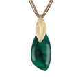 GelConnie Long Necklaces for Women Boho Large Pendant Necklace Casual Bohemian Brown Leather Choker Sweater Circle Statement Stone Necklace - style: Green Leave Gold Necklace