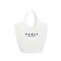 POOOPSSD New Woven Bag, Straw Mesh Tote Bag, Beach, Shoulder Bag, Hobo Women, Foldable Large Capacity, for Holiday. - color: White