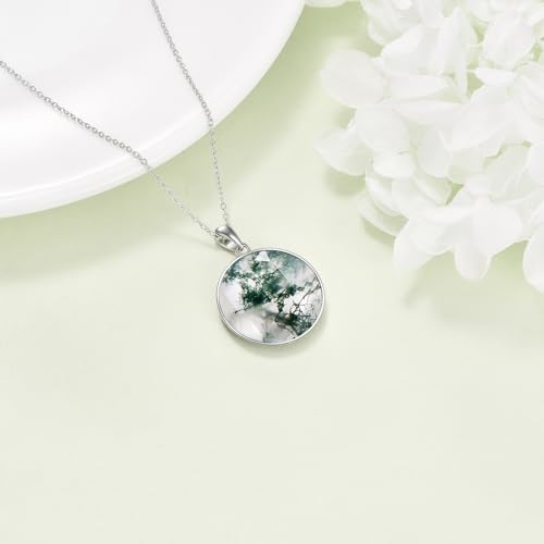 ONEFINITY Tree of Life Necklace 925 Sterling Silver Abalone Shell Celtic Knot Pendant Necklace for Women Jewelry - style: Moonstone Moss Agate Tree of Life