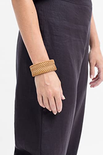 Rattan Bracelet Handmade Lightweight Straw Wicker Braid Cuff Bangle Bracelet Statement Adjustable Bohemian Rattans Woven Chunky Bracelets for Summer Wrist Jewelry - style: A Rattan Cuff Bracelet
