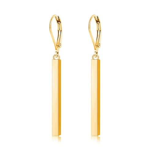Leverback Earrings Dangle Earrings for Women Dangly Earrings Anniversary Birthday Gifts for Women - style: Vertical Bar Earrings-Gold