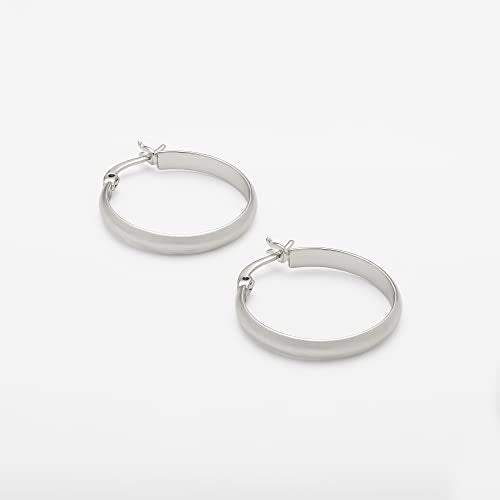Amazon Essentials 14K Gold or Sterling Silver Plated Polished Dome Hoop - color: Silver, size: 25 mm