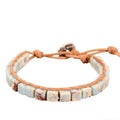 7 Chakra Bracelet Bohemian Handmade Leather Wrap Healing Protection Natural Stone Yoga Beaded Bracelets Boho Friendship Jewelry - color: Agalmatolite