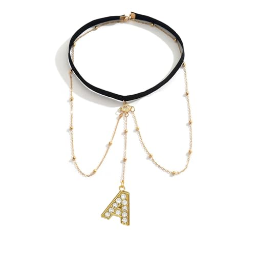 Letter Initial Leg Chain Thigh Jewelry for Women Summer Beach Bead Leg Chain Name Elegant Elastic Body Chain Jewelry - color: A