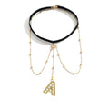 Letter Initial Leg Chain Thigh Jewelry for Women Summer Beach Bead Leg Chain Name Elegant Elastic Body Chain Jewelry - color: A