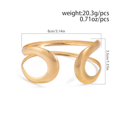 Arm Cuff for Women Gold Upper Arm Bracelet Minimalist Adjustable Cuffs Bangle Punk Dress Jewelry - style: Gold A