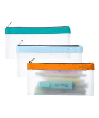 Mr. Pen- Clear Pencil Pouch, 8.50"x4.25", 3 Pack, Durable TPU Material | Medium Water-Resistant Pencil Bags with Smooth Zipper, Multipurpose Clear Pouch for Stationery, School, Office - color: Lime Vibe, size: 3 Pack, Medium