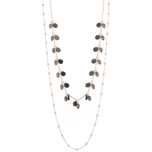 BULINLIN Layered Long Necklaces for Women Long Beaded Chain Necklace CostumeJewelry Mothers Day Gifts for Mom - color: Black