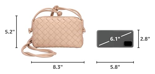 ZEDIUH Woven Bag for Women Crossbody Shoulderbag, Small Vegan Leather Purse - color: Apricot