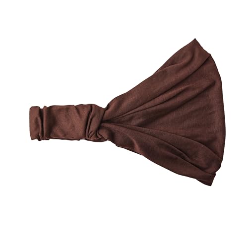 Motique Accessories Wide Cotton Head Band Solid Boho Yoga Style Soft Hairband for Women (Dark Brown) - color: Dark Brown