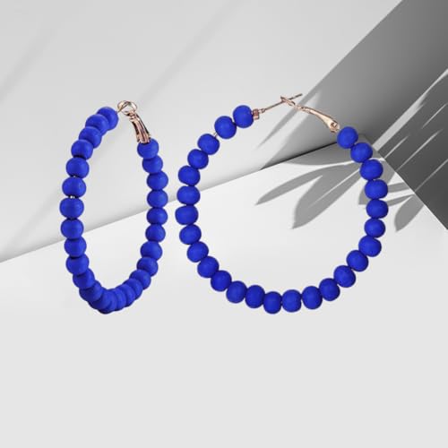 Chic Resin Beaded Hoop Earrings Colorful Candy-colored Acrylic Circular Round Dangling Boho Earrings for Women Minimalist 80S Geometric Party Jewelry - color: yellow