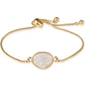 Humble Chic NY Simulated Druzy Chain Bracelet for Women - Boho Stackable Adjustable Bolo Slider Bracelet - color: Gold - White Created Opal