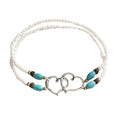 Starfish Ankle Bracelet for Women Elastic Heart Anklet Stretchy Waterproof Ankle Bracelet Colorful Beaded Anklet Boho Love Ankle Bracelet Silver Summer Beach Anklet Jewelry Accessories - color: white