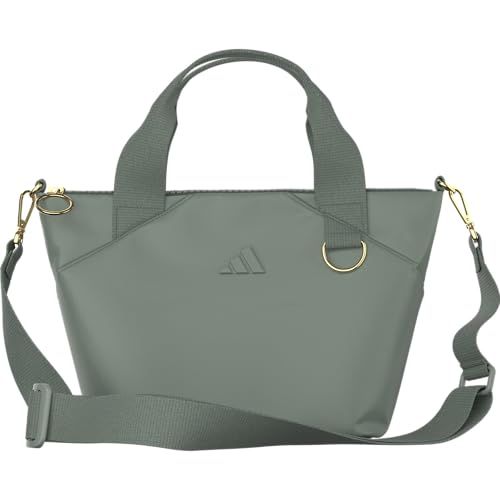 adidas Small Tote Mini Bag for Women and Men - color: Premium/Silver Green/Gold Metallic