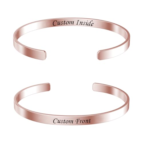 Personalized Bangle Bracelet 925 Sterling Silver 5-10MM Custom Engraved Cuff Bangle for Men Women Birthday Valentines Christmas Gifts