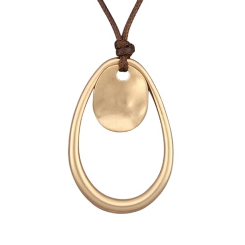 JAOYU Boho Necklace for Women Large Pendant Necklace Boho Long Choker Leather Gold Necklace Vintage Earthy Jewelry Trendy - style: Gold Boho Necklace