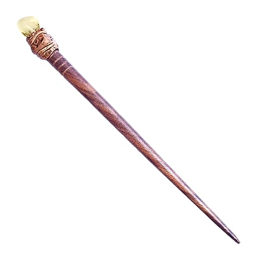 Natural Tumbled Healing Gemstone Crystal Wooden Hair Stick Handmade Gifts Boho Reiki by Smoky Quartz (Prihenite) - color: Prihenite