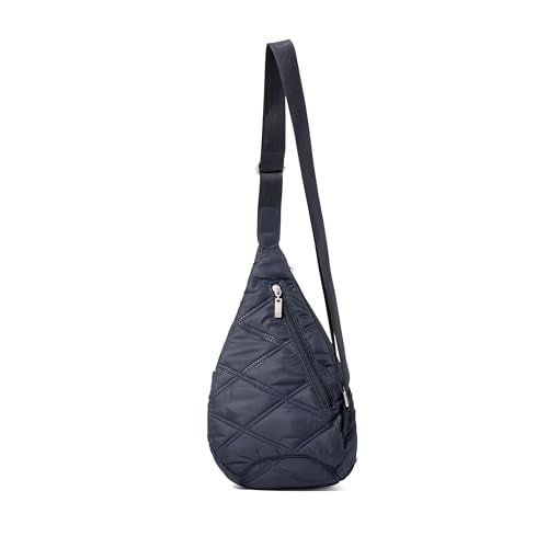 Baggallini Mini Sling - 12x7 Sling Crossbody Bag Backpack with Adjustable Shoulder Strap - color: French Navy Quilt