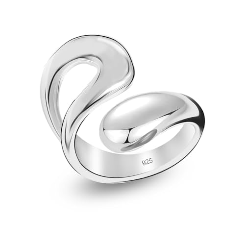 LeCalla 925 Sterling Silver Rings for Women | Chunky Teardrop Water Drop Open Ring | Adjustable Waterdrop Stackable Ring Jewelry Gift(Sizes 6-8No.) - color: Ring Size-7No.