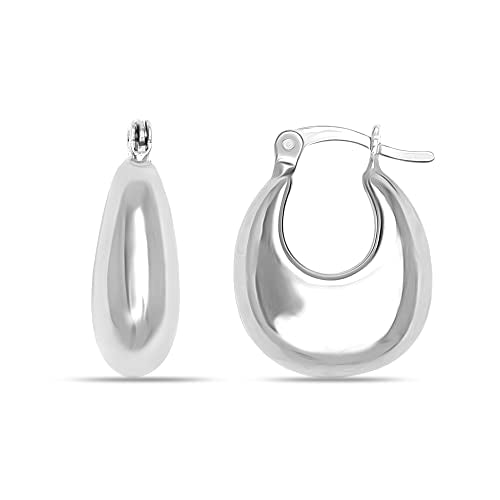 LeCalla 925 Sterling Silver Hoops Earrings | Hollow-Puff Shrimp Earring Hoops | Women's Gold-Plated Jewelry | Lightweight Electroforming Hoop Earring Jewelry for Birthday - style: White Hollow Shrimp