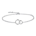 NOKMIT Solid 925 Sterling Silver Bracelets for Women, Dainty Interlocking Circles Cubic Zirconia Adjustable Chain Bracelet, Trendy Stackable Link Bracelets, Simple Cute Jewelry Gifts - color: Silver Interlocking Circles