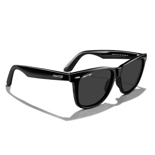 MERRY'S Classic Square Shape Polarized Sunglasses for Womens Mens Retro Designer UV400 Sun Glasses S6140 - color: Black Frame/Black Lens