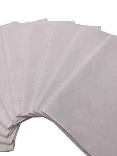 Vamqor 100% Cotton 10 Pack Fine Bandanas - color: Solid White